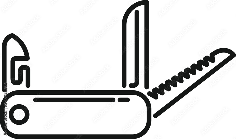 Knife kit icon outline vector. Army multitool. Metal blade Knife kit icon outline vector. Army multitool. Metal blade