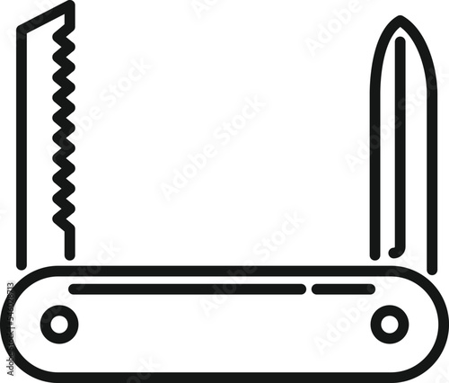 Utility multitool icon outline vector. Camping kit. Metal blade