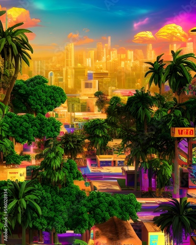 golden town in a jungle