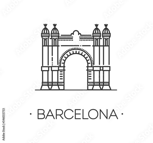 Canvastavla Triumphal Arch in Barcelona, Spain. Landmark icon in linear style