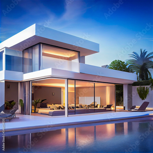 Modern residential building with swimming pool © FrankBoston