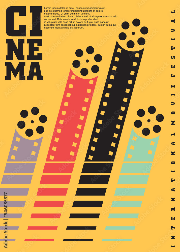 Movie festival poster, brochure, flyer or banner design layout with