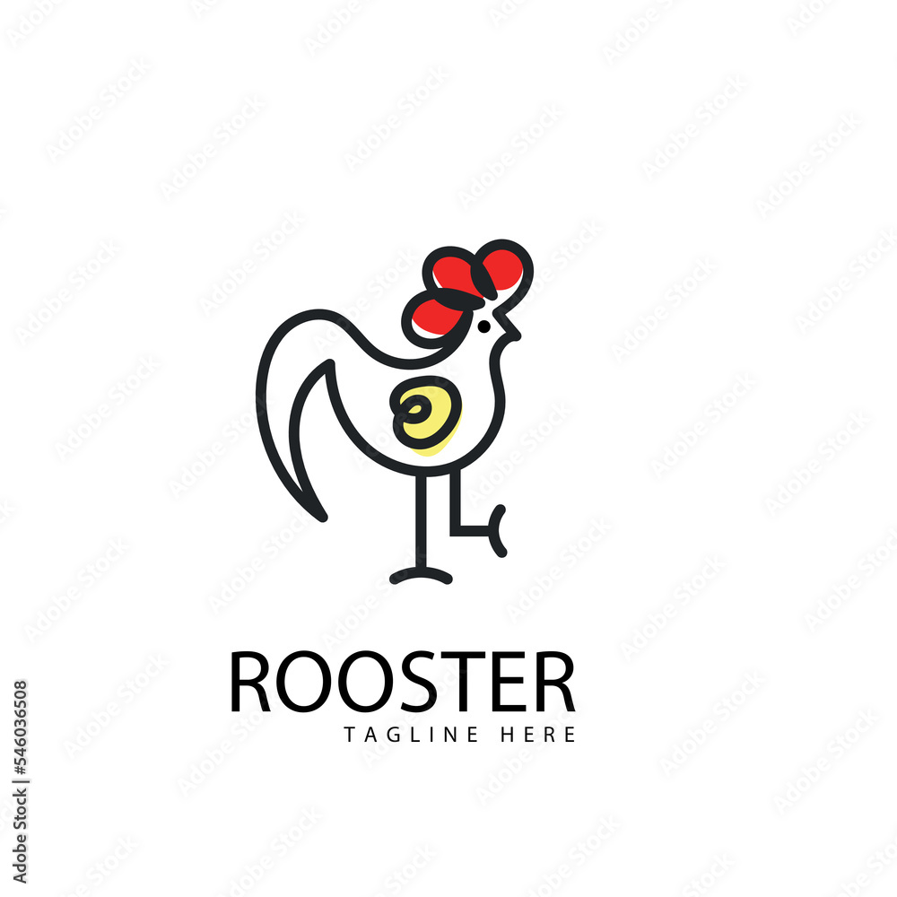 Chicken Head Icon Logo Vector Design Template With Cartoon Vintage 