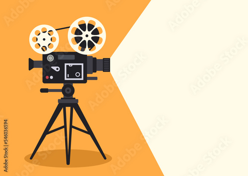 Cinema Projector. Retro cinema projector on poster. Vector illustration