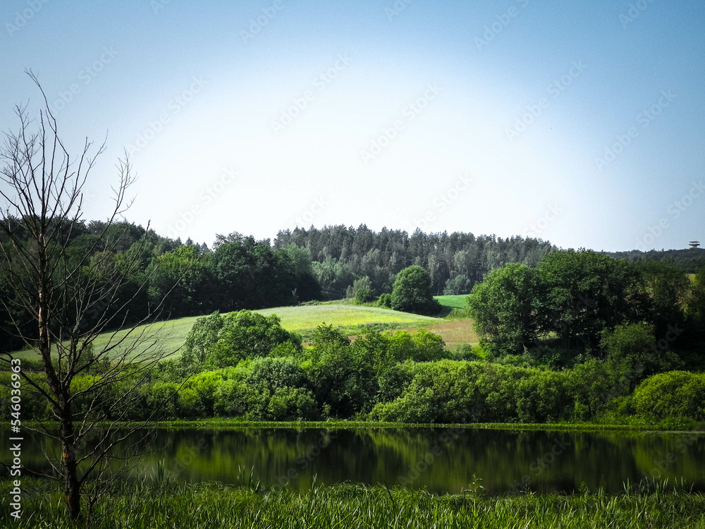 Small lake in Wiezyca, Kashubia Region, Poland.