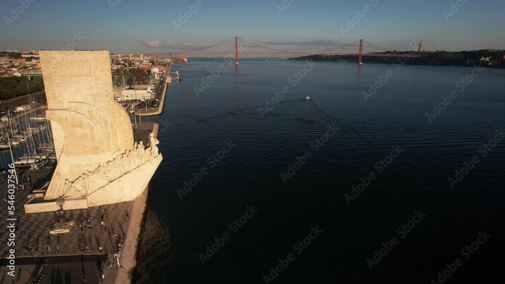 View of historical landmark Monument to the Discoveries in Belem, Lisbon, Portugal 