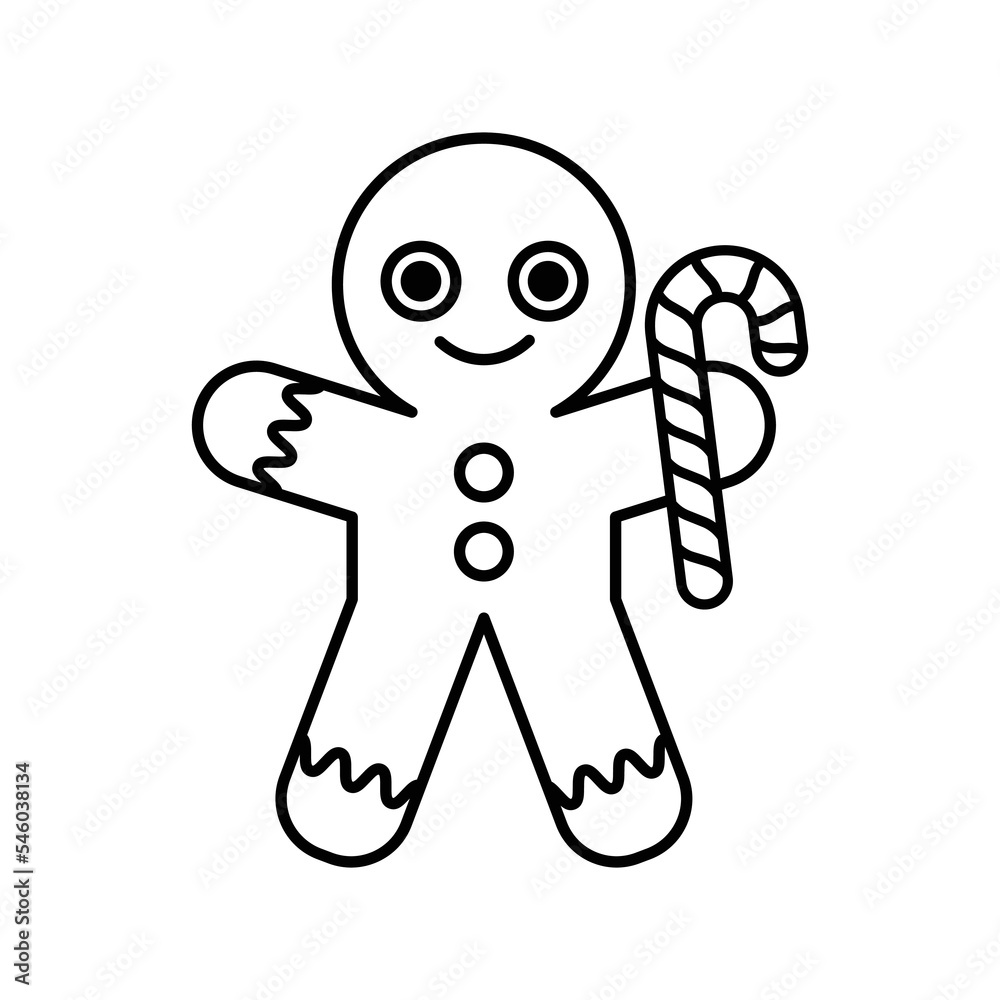 Cute Gingerbread cookies characters vector illustration. For kids coloring book. Cute Gingerbread cookies characters vector illustration. For kids coloring book.