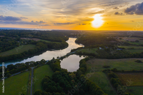 drone view of riec sur belon in france