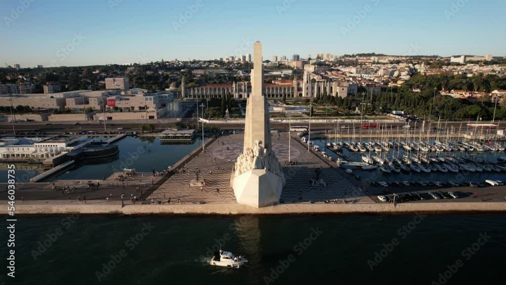 View of historical landmark Monument to the Discoveries in Belem, Lisbon, Portugal