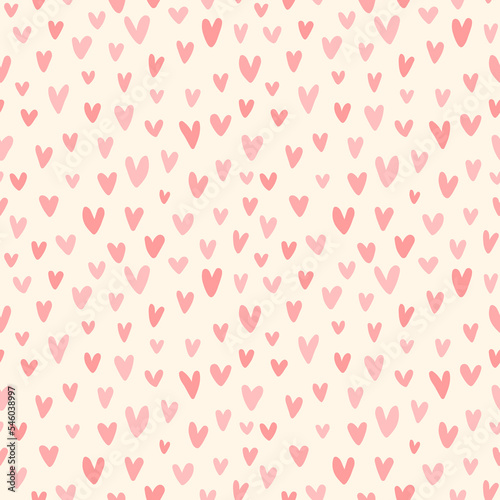 Heart marker drawn seamless vector pattern. Valentine's day handwritten background. Endless romantic print.
