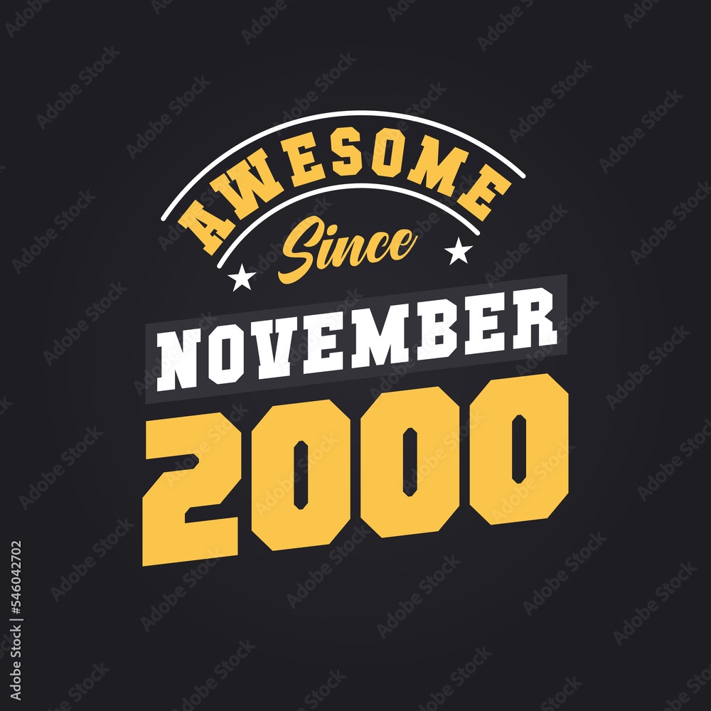 Awesome Since November 2000. Born in November 2000 Retro Vintage Birthday