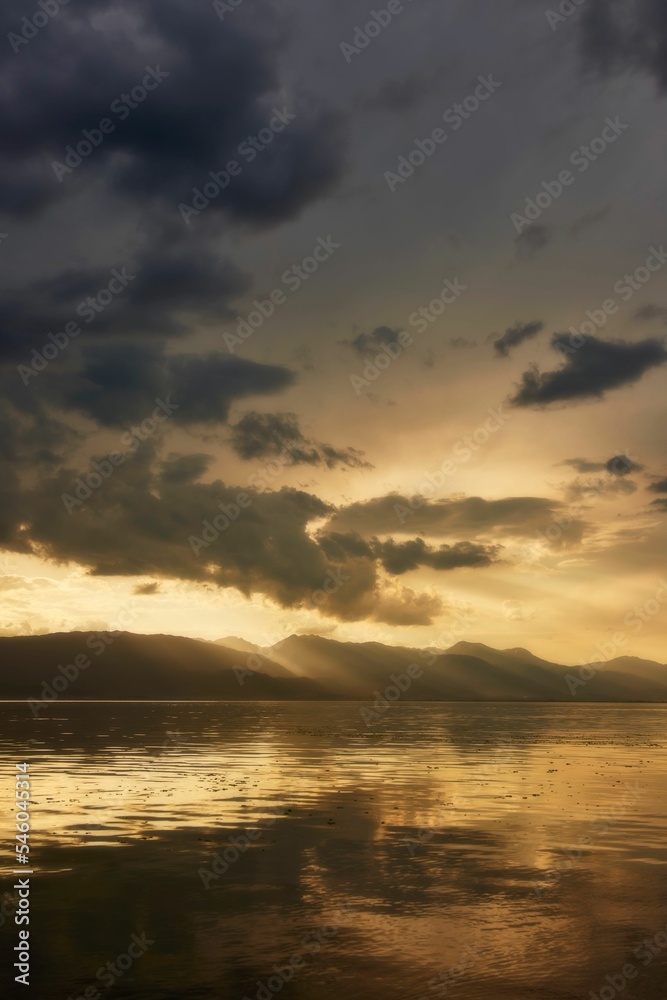 Beautiful sunset over Ohrid lake in Macedonia