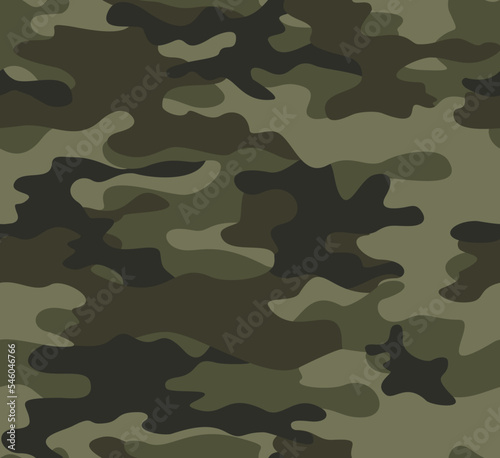 
Seamless army camouflage pattern, shape vector texture, woodland khaki background. Disguise