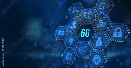 Internet, business, Technology and network concept. The concept of 6G network, high-speed mobile Internet, new generation networks. 3d illustration.