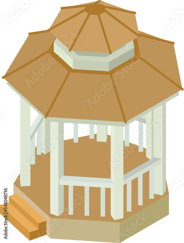 Outdoor gazebo icon isometric vector. Beautiful wooden empty street gazebo icon. Wooden architectural structure