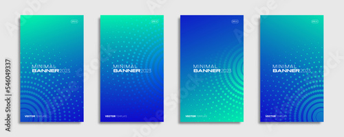 Set of a blue banner design template. Abstract gradient color effect with a dotted for business and social media posts. Vector, 2022-2023