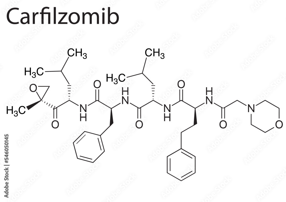 Chemical structure of an anticancer drug, Carfilzomib Chemical structure of an anticancer drug, Carfilzomib