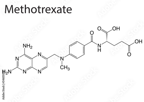 Chemical structure of an anticancer drug, Methotrexate