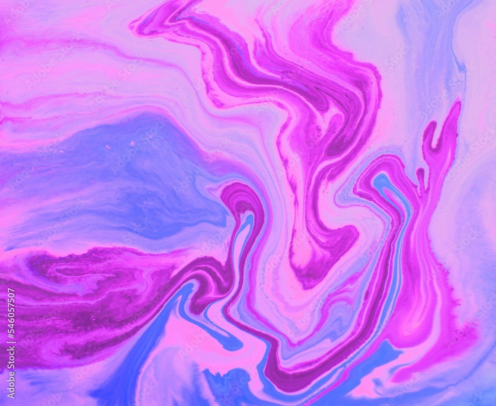 Lilac-pink marble background pattern. Acrylic paint flows freely, mixes and creates an interesting pattern. Bright saturated shades. Background for laptop covers, books, laptop screensavers.