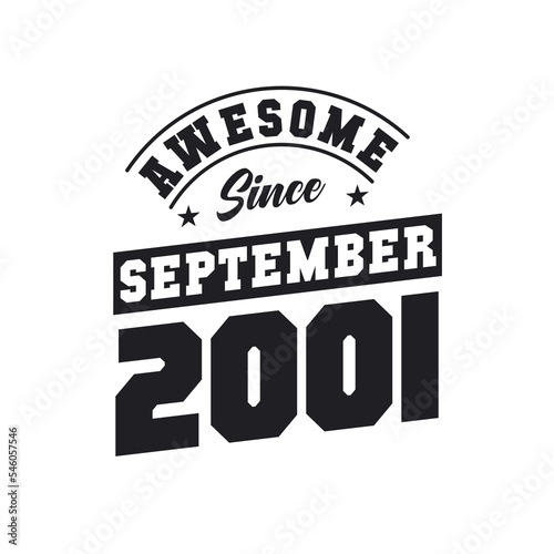 Awesome Since September 2001. Born in September 2001 Retro Vintage Birthday