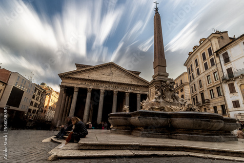 long exposure of the Pantheon. Rome, Italy