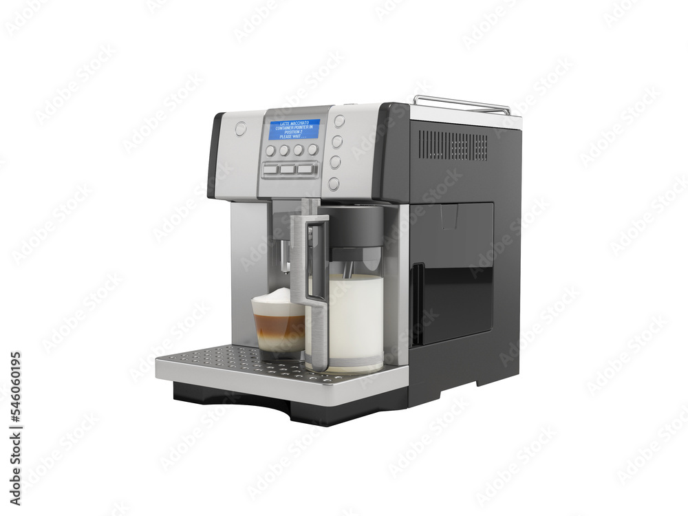 3d illustration of professional automatic coffee machine with cappuccino machine for making coffee drinks on white background no shadow 3d illustration of professional automatic coffee machine with cappuccino machine for making coffee drinks on white background no shadow