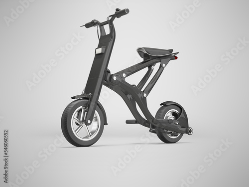 3d illustration of folding electric scooter on gray background with shadow