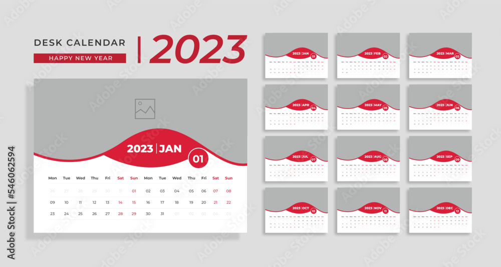 Desk Calendar 2023 template design, creative desk calendar, table