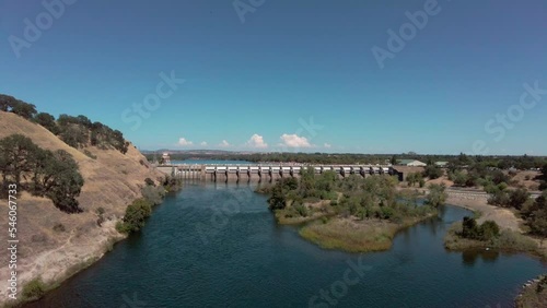 Aerial view of the lake nimbus dam in Folsom California photo