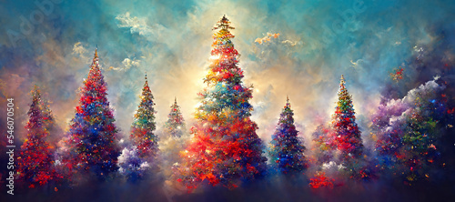 Creative Christmas tree background illustration festival night light, Merry Christmas wallpaper 