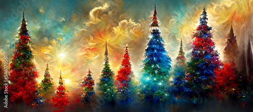 Creative Christmas tree background illustration festival night light  Merry Christmas wallpaper 