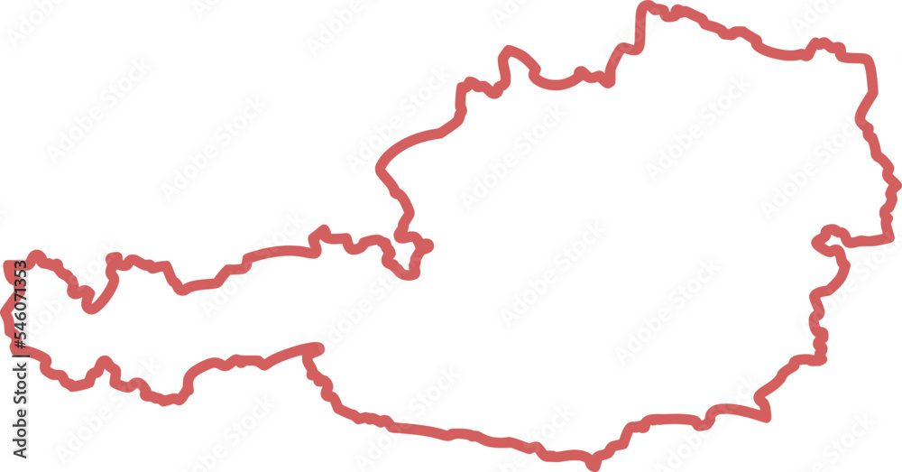 Schematic map of Austria with red outline