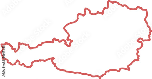 Schematic map of Austria with red outline