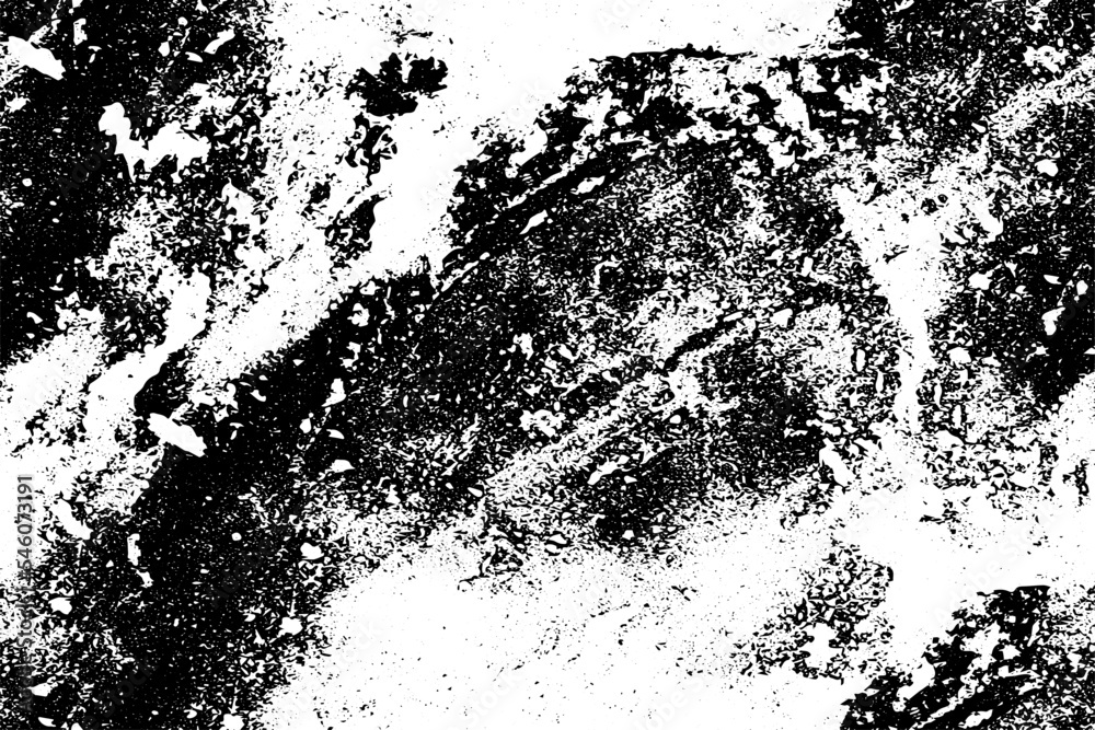 Vector grunge background in black and white. Texture covered with dirt, blots, ink