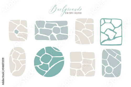 Vector hand drawn backgrounds for map creator. Flat illustration