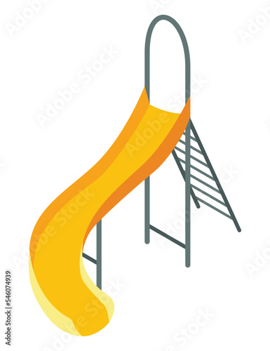 Isometric outdoor water pool design element. Creative water slide. Summer vacation concept vector illustration. Aqua park symbol