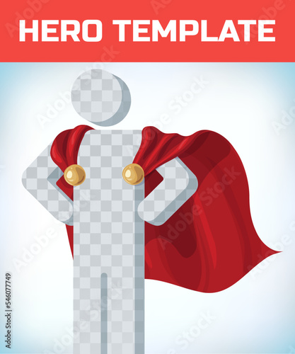 Red cape. Super hero cloak. Superhero cover. Cartoon carnival clothes. Power sign. Leadership concept. Red hero cape. Super cloak. Superhero symbol