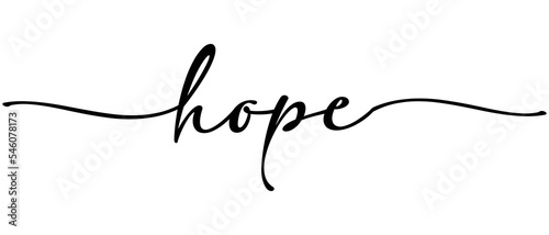 Hope - Christmas Christian word Continuous one line calligraphy. Minimalistic handwriting with white background