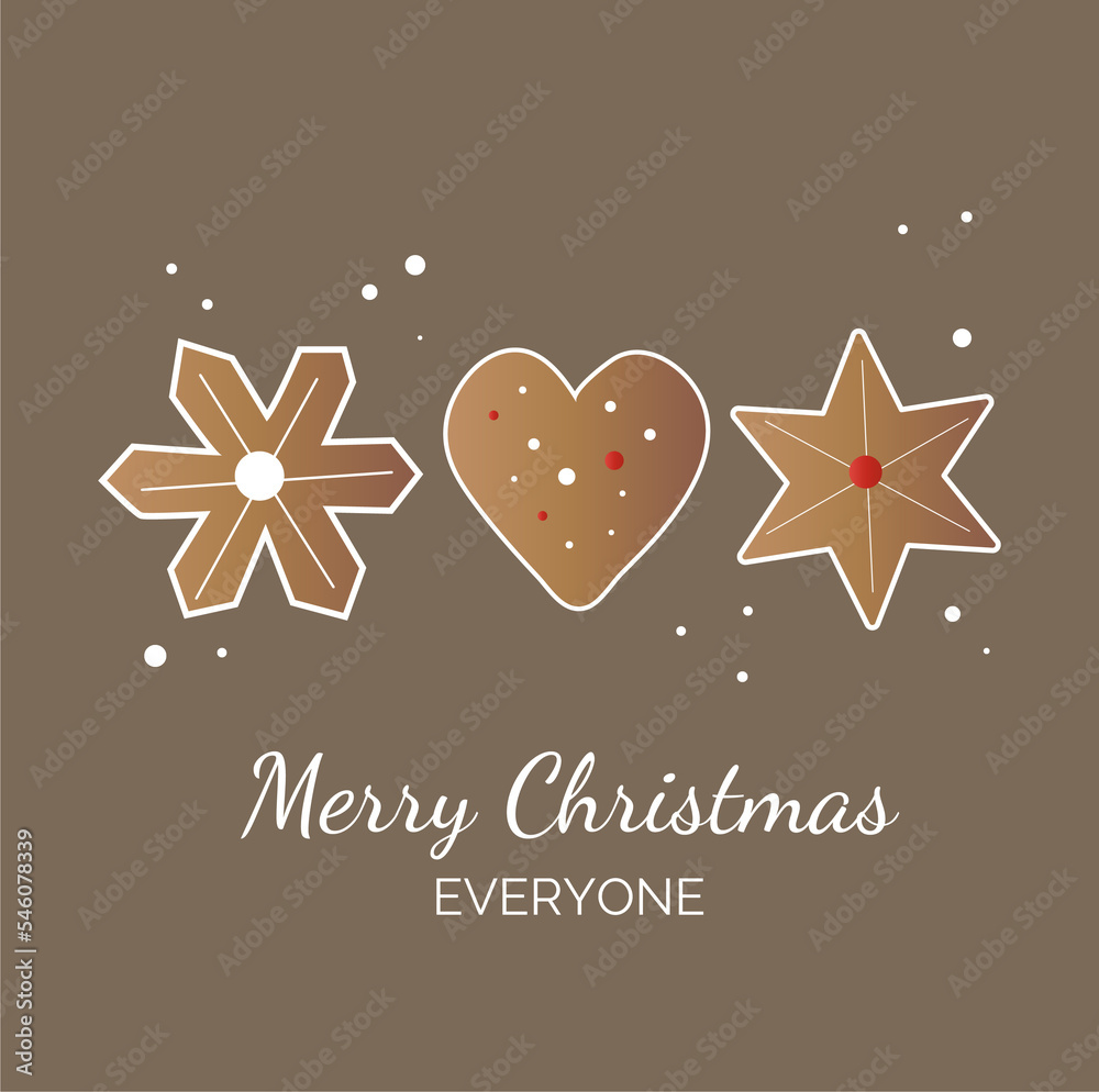 Christmas card with gingerbread. Holidays invitation card, poster, banner, postcard, print. Christmas card with gingerbread. Holidays invitation card, poster, banner, postcard, print.