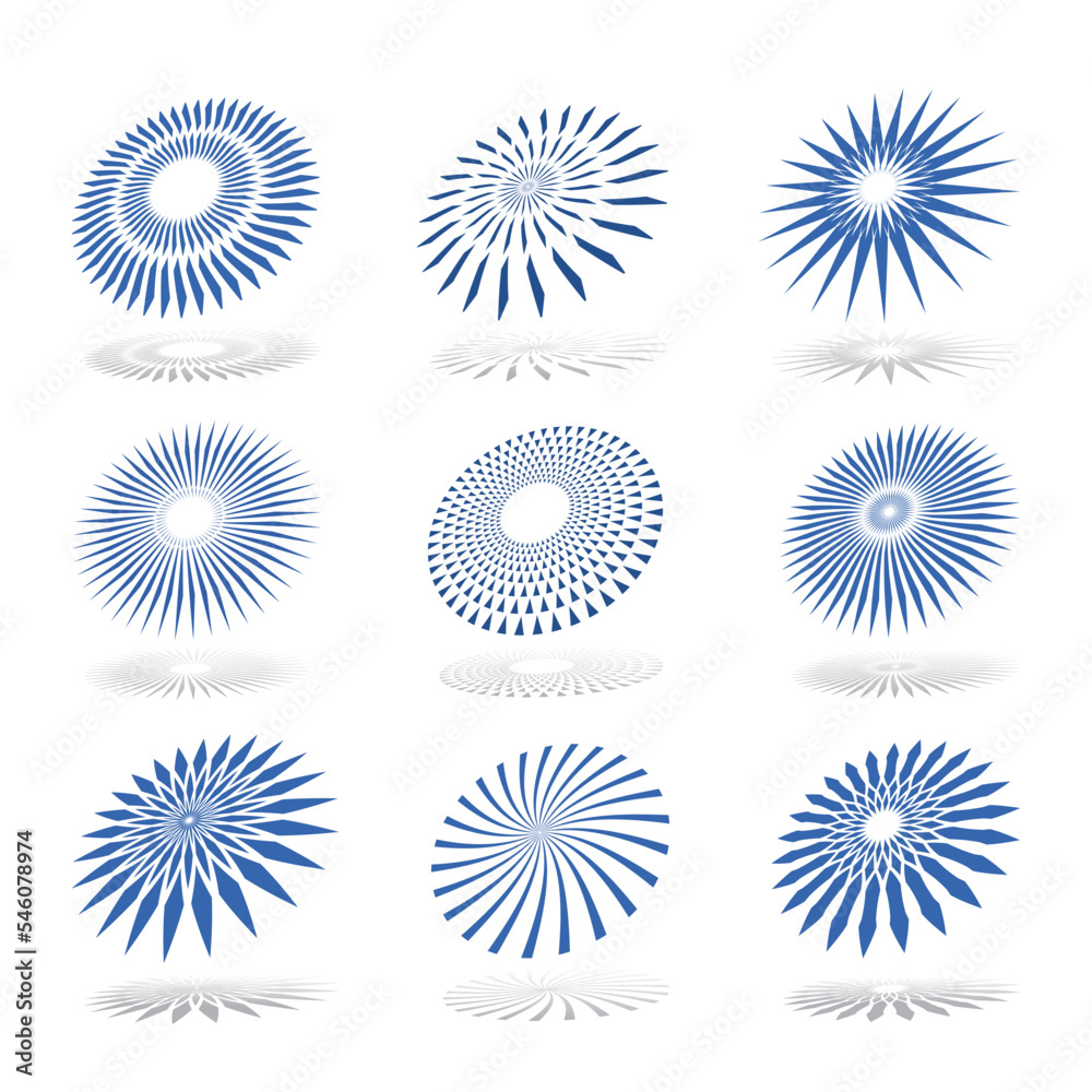 Abstract Circular Icons. Blue Design Elements Set. Abstract Circular Icons. Blue Design Elements Set.