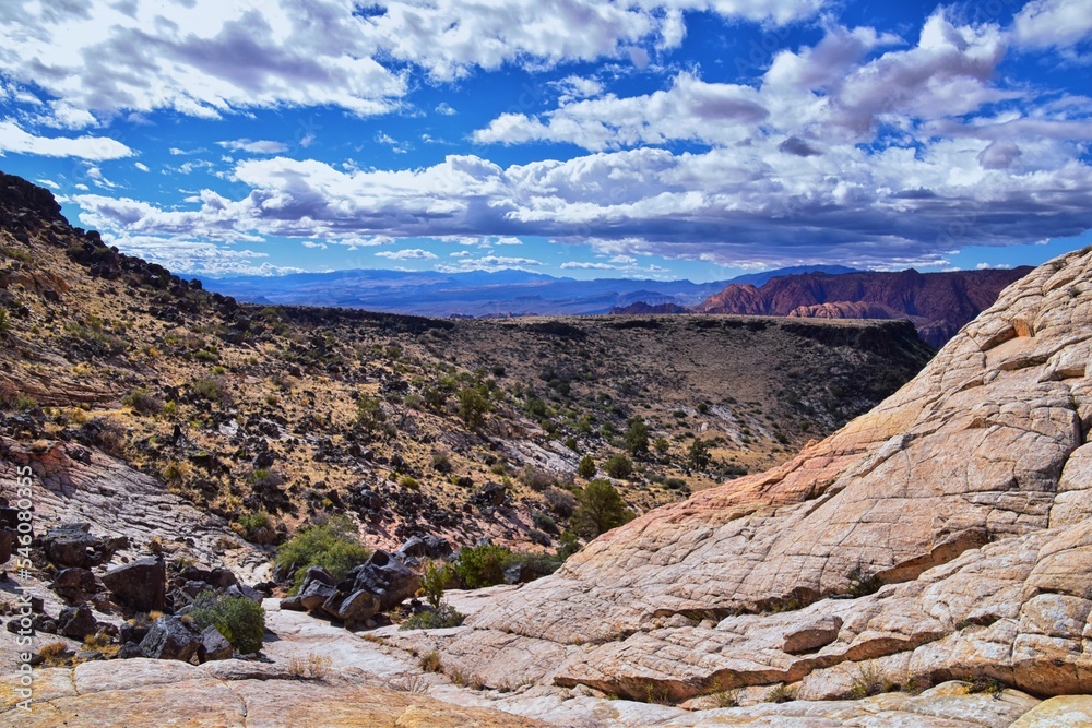 Obraz premium Snow Canyon Views from Jones Bones hiking trail St George Utah Zion’s National Park. USA.