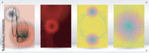 Minimal Minimal Geometric Vector Poster Design with Lines and Gradient Colorful Circles. Collection of Abstract Backgrounds for Covers, Flyers, Templates, Booklets, Cards, Brochures, Branding, etc.