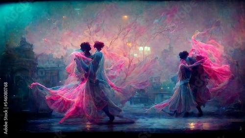 Ethereal whimsical dancing between 2 soulmates © cfhdesign