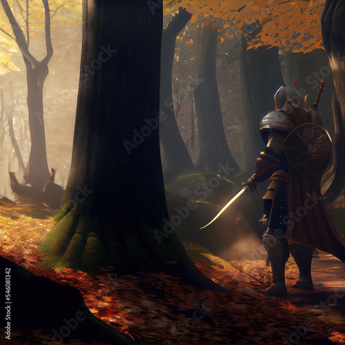 Realistic illustration of a samurai. Warrior in armor. 3D illustration