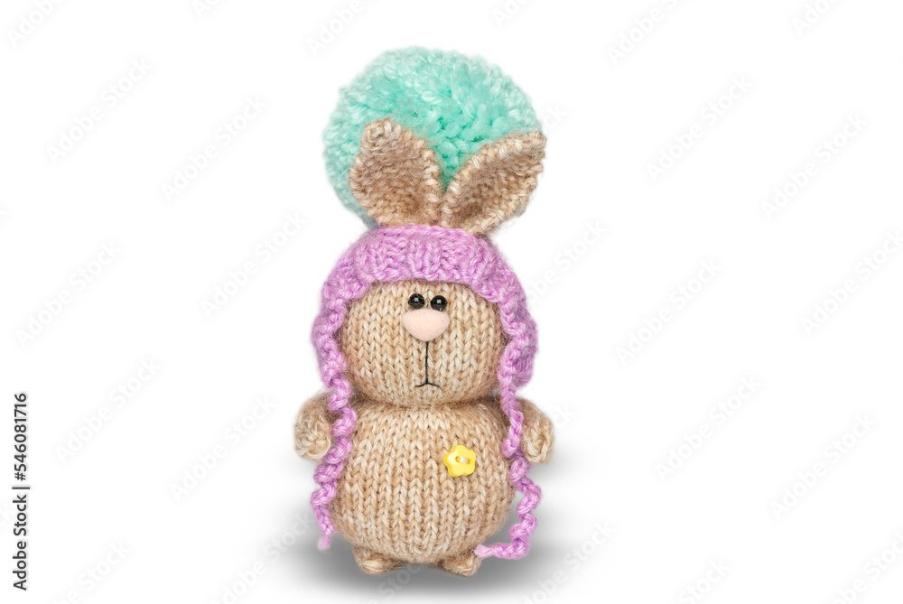 Amigurumi bunny isolated on a white background
