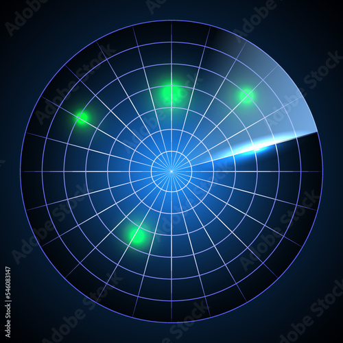 Abstract realistic radar screen background.Radar screen