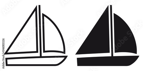 ofvs227 OutlineFilledVectorSign ofvs - sailboat vector icon . isolated transparent . sailing boat sign . adventure . black outline and filled version . AI 10 / EPS 10 . g11567