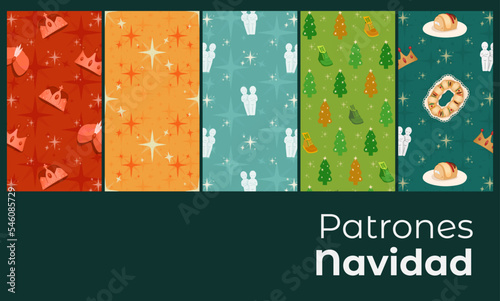 Coloridos fondos de navidad con elementos de los reyes magos. 