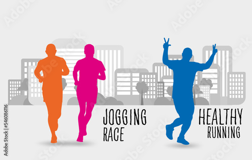 Running marathon, people run - vector illustration