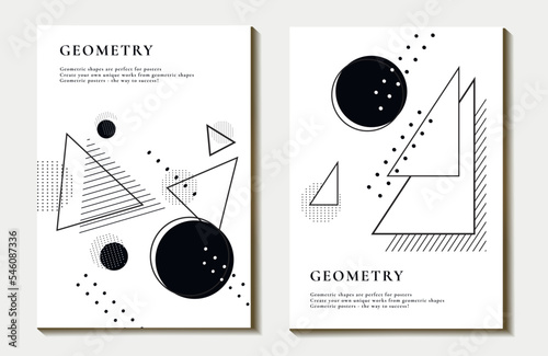 set of abstract background, geometric shape pattern. modern design, circle, line in the style of minimalism. for print. banner, web, business ideas. vector art illustration. style bauhaus